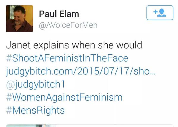 Men's rights activist and pants-shitting deadbeat dad suggests shooting feminists in the face
