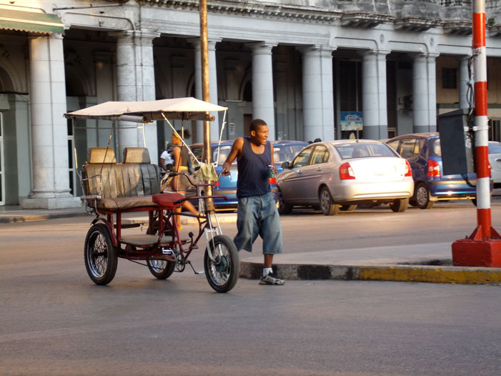 Cuba, rickshaw, bicycle, taxi, street, man, Havana