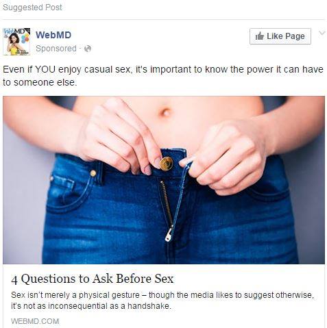 A sponsored post approved by Facebook