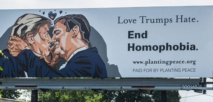 Billboard Near Republican Convention Shows Trump Kissing Cruz