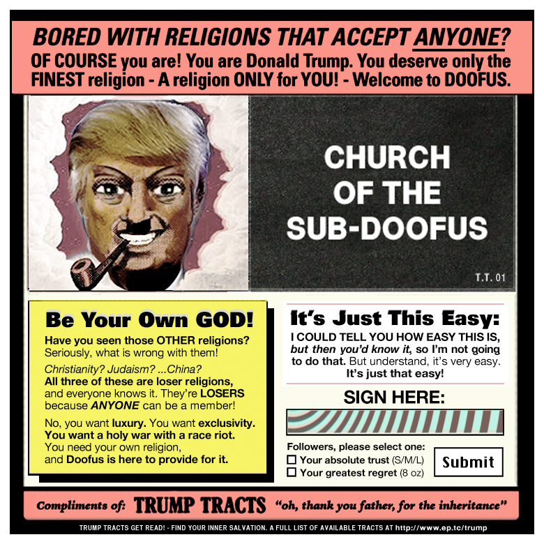 donald trump, ethan persoff, jack t. chick, satire