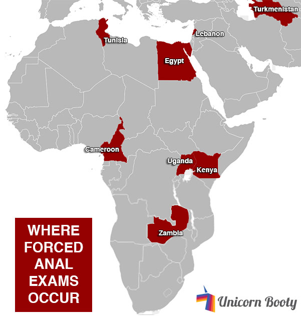 forced anal exams, gay, homosexuality, sodomy, Africa, Cameroon, Egypt, Kenya, Lebanon, Tunisia, Turkmenistan, Uganda, Zambia