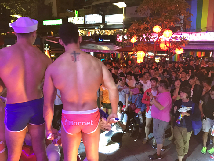 Taiwan, Taiwan Pride, parade, drag queen, Hornet, men, rainbow flags, LGBT, LGBTQ, queer, Mr. Gay Taiwan