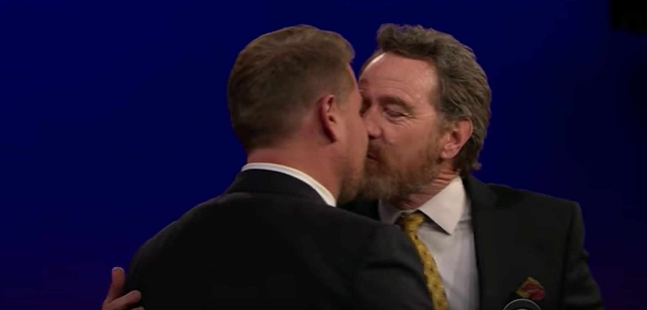 James Corden and Bryan Cranston Jump Aboard the ‘Straight Dudes Kissing’ Train