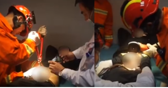 Chinese Firefighters Free Man From Steel Penis Trap (Video)