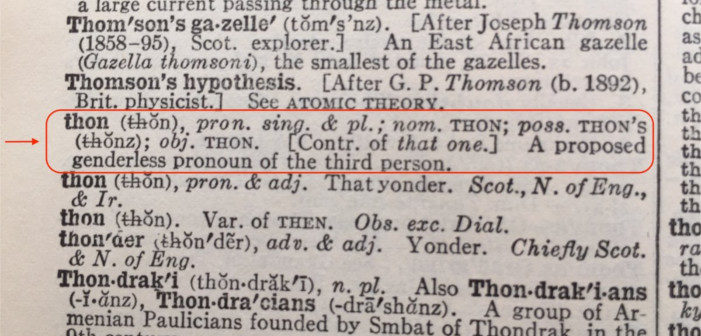 Merriam-Webster Reminds Us About Old-Timey Gender-Neutral Pronoun ‘Thon’