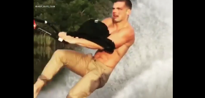 Sexy, Multi-Talented Hunk Water-Skis While Stripping Down to His Undies (Video)