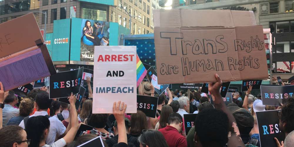 Hundreds Protest Trump’s Trans Military Ban in Times Square (Photos)