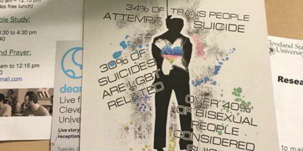 Bigots Celebrate the Opening of New Campus LGBT Center with Fliers Promoting Queer Suicide