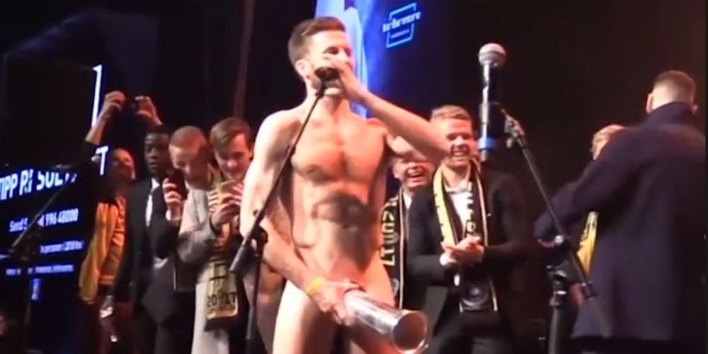 Watch This Norwegian Footballer Strip and Put His Penis in a Trophy to Celebrate the Team’s Victory