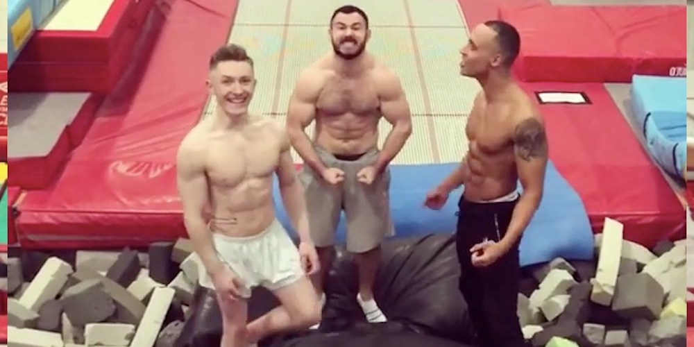 You’ll Jump for This Viral Video of 3 Studly Olympic Gymnasts Backflipping Into a Pair of Shorts