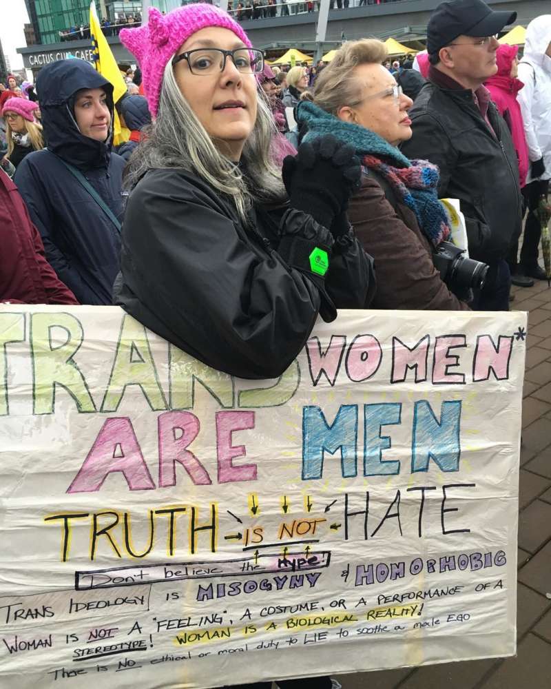 transphobic sign women's march