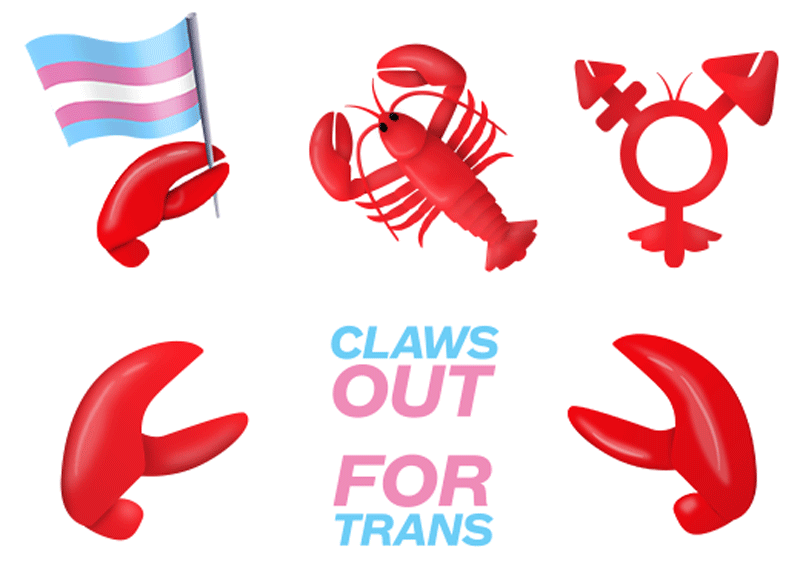 #ClawsOutForTrans Lobster emoji