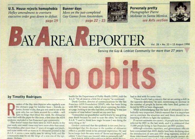 no obits cover bay area reporter