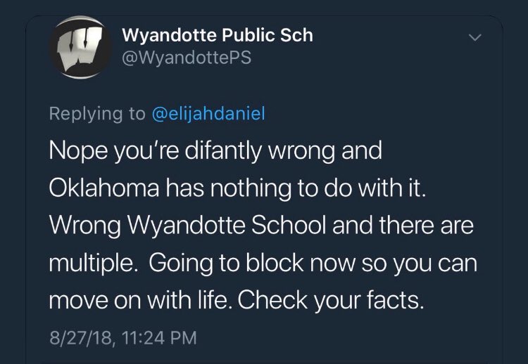wyandotte public school tweet